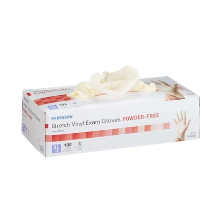 Mckesson Disposable Gloves, Stretch Vinyl, XL, 100 PK, Ivory 14-820